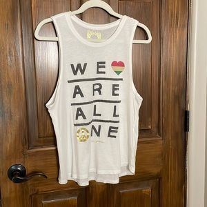 Spiritual Gangster Size Medium We Are All One Muscle T Shirt White
